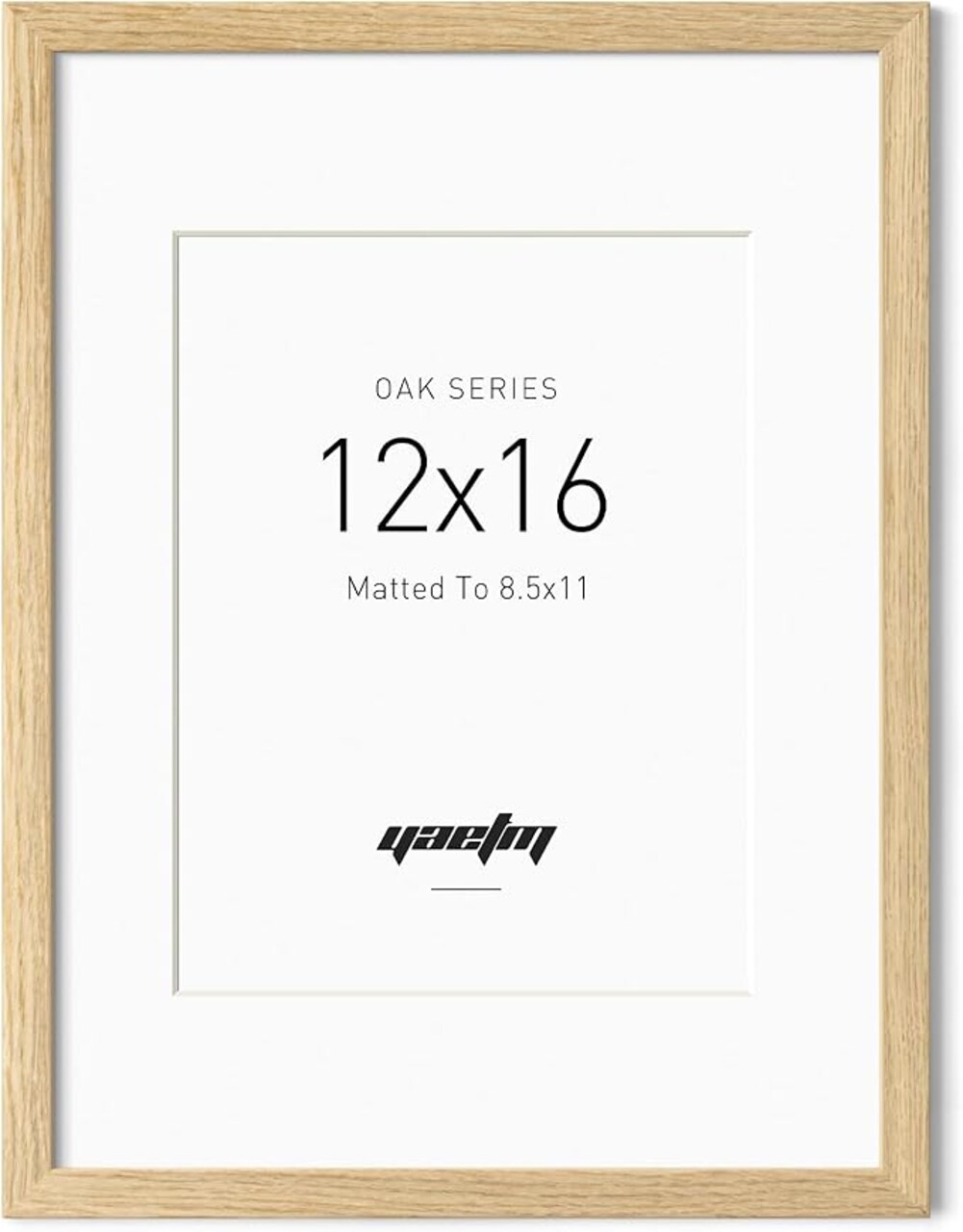 12x16 Oak Picture Frame with Mat for 8.5x11, Natural Solid Oak Wood 12x16 Frame for Wall, Lightweight, Wall Mount (Single, Oak)